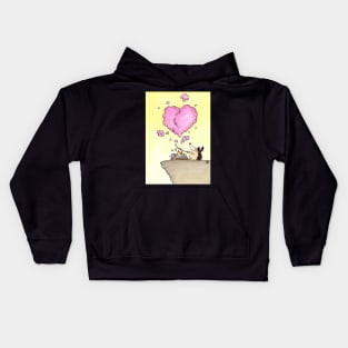 Cute hedgehog sends a heart smoke signal Kids Hoodie